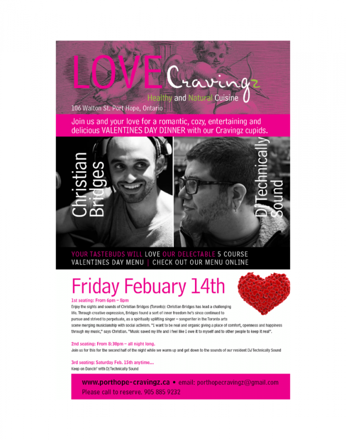 Valentines poster for Cravingz restaurant.