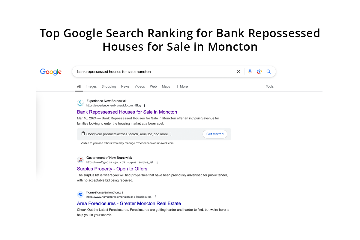 google ranking repossessed homes