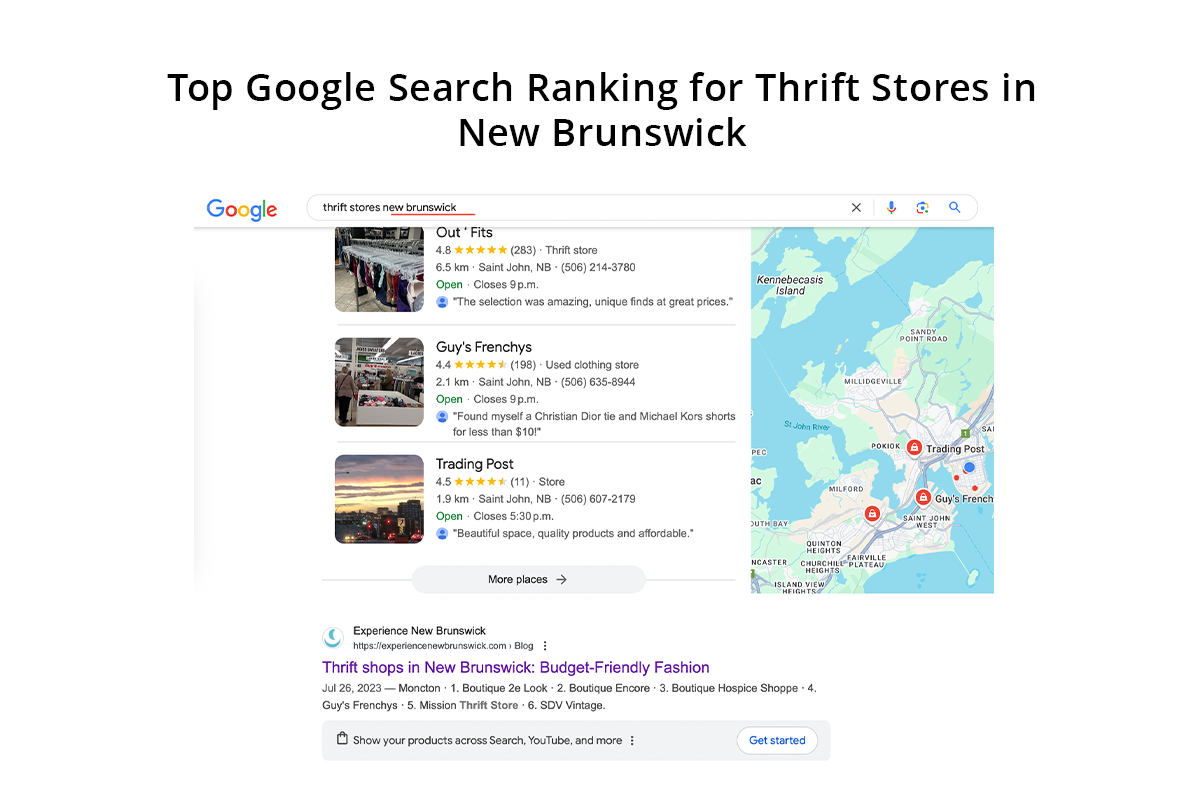thrift stores google ranking